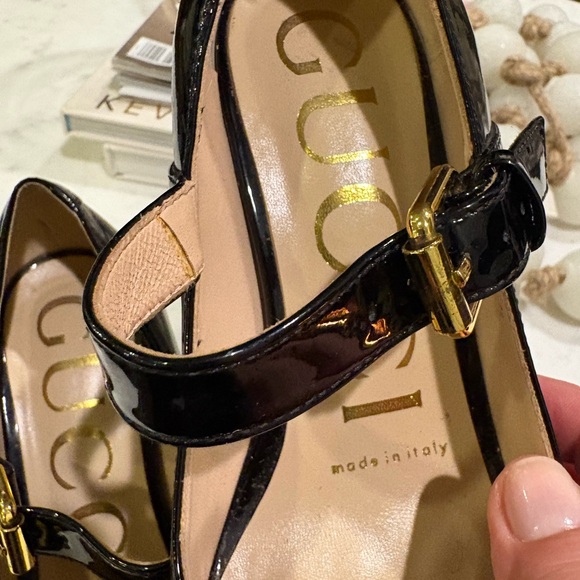 Designer Black Patent Leather Horsebit Mark Jane Pumps - Picture 3 of 10